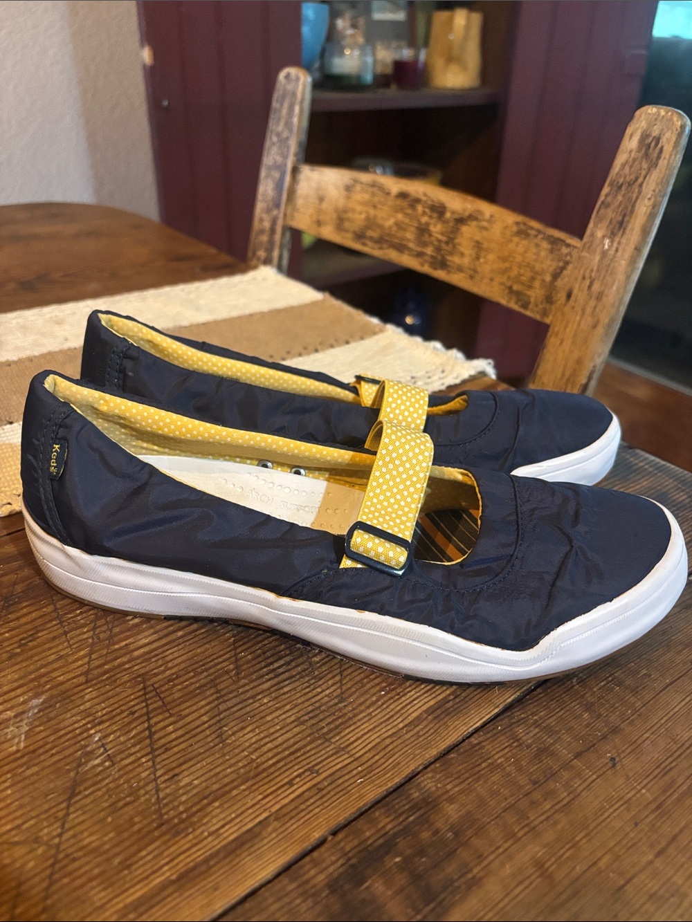 Keds Hampton Sport Mary Jane Flats with Yellow Polka-Dot Strap
